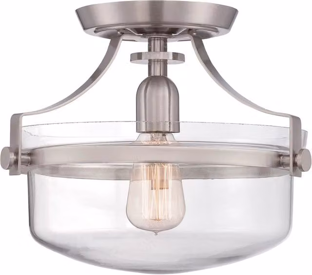 Lampada a Soffitto Industrial Nordico Trilogy Metallo Nichel Spazzolato 3 Luci E27