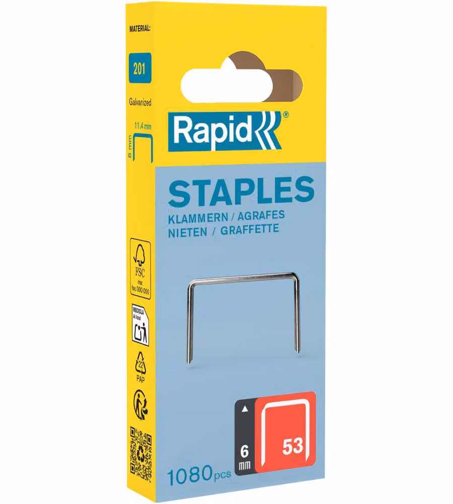 Rapid Graffe a Filo Fine 6 mm Acciaio Zincato - 1080 pezzi