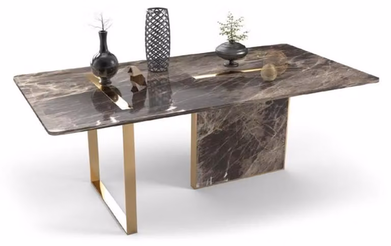 Designer Luxus Esstisch Edelstahl Tisch Esszimmer Holz Möbel Tische