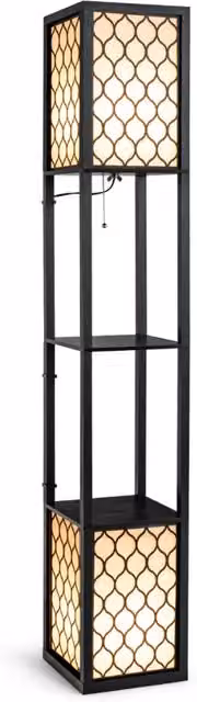 Lampada da terra multifunzionale con ripiani in design moderno nero L/P/H: 26 x 26 x 156 cm