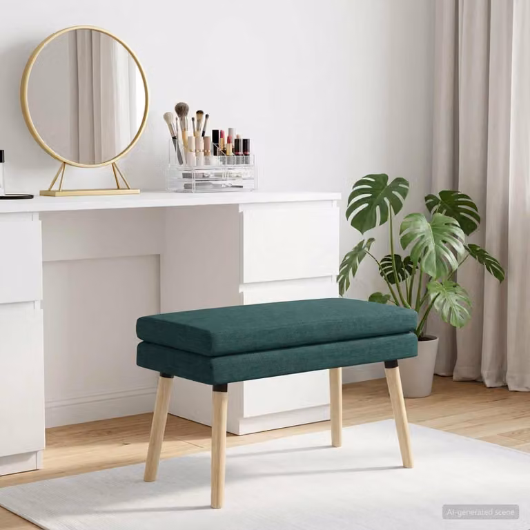 Panchina a doppio strato vidaXL in legno e tessuto verde, L: 80 cm, P: 40 cm, H: 47 cm