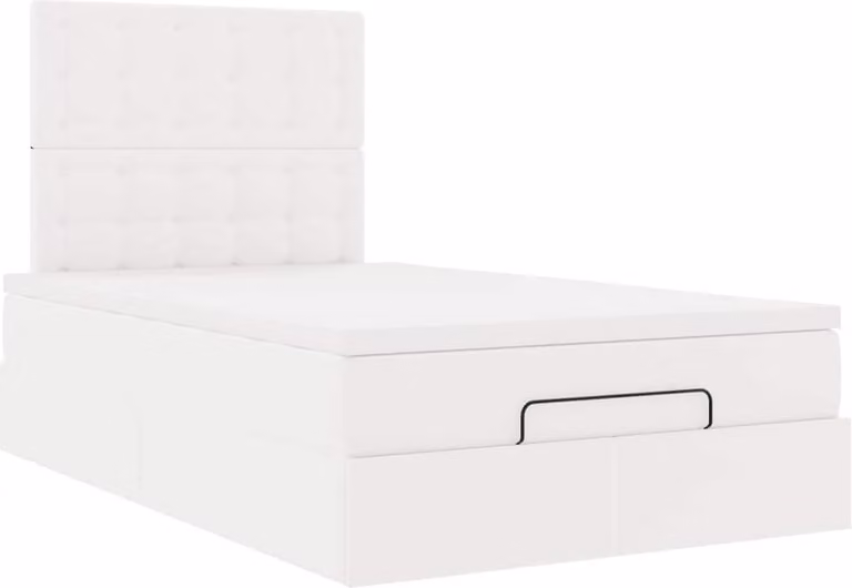 Struttura Letto Pouf con Materasso Bianco 120x200 cm Pelle finta