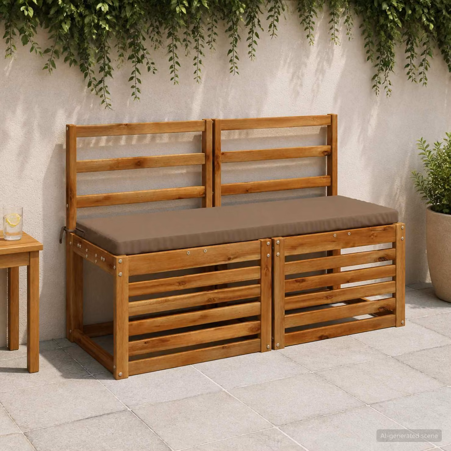 Cuscino per panchina vidaXL SOEST in poliestere con rivestimento rimovibile e resistente ai raggi UV, colore beige/marrone