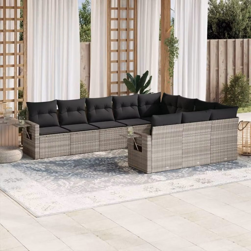 Maison Exclusive - Set da giardino 10 pezzi con cuscini Grigio chiaro Polyrattan