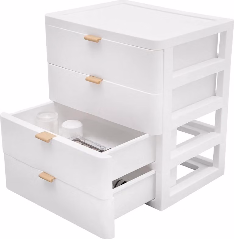Organizzatore per scrivania, 4 cassetti, design moderno, BIANCO, BIANCO