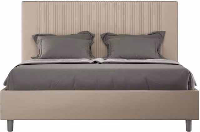 Letto contenitore imbottito Ityhome in similpelle beige L/P: 150 x 200 cm
