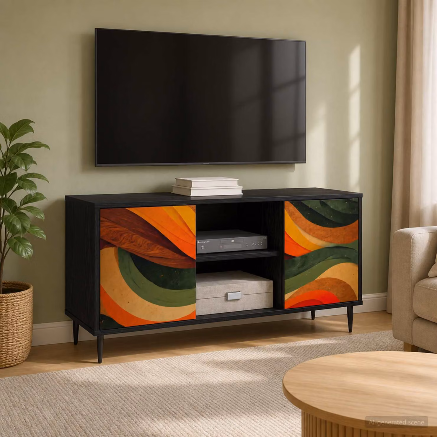 Mobile TV vidaXL BONN in Rovere e Nero L 102 x P 33 x H 51 cm