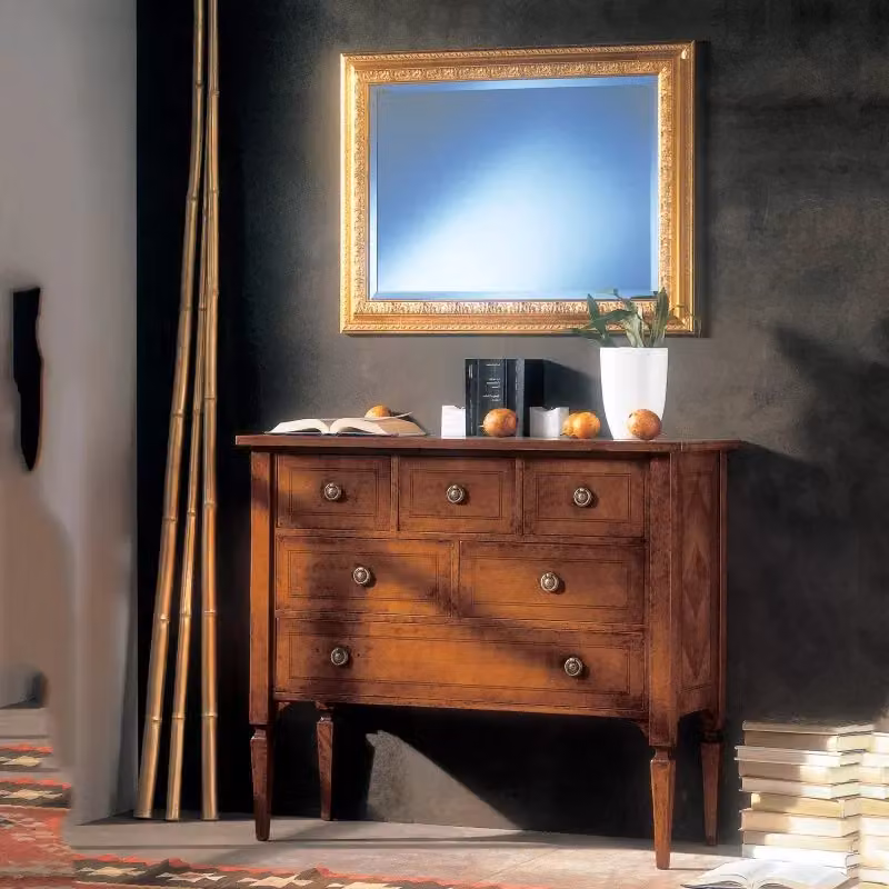 Cassettiera classica con 6 cassetti in legno intarsiato Mobili 2G L: 100 cm, P: 40 cm, H: 87 cm – 2