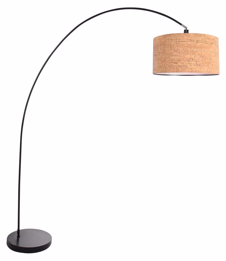 Lampada da terra - naturale nero - Solva - metallo tessile - Ø 40cm - E27 - 4345ZW - Mexlite