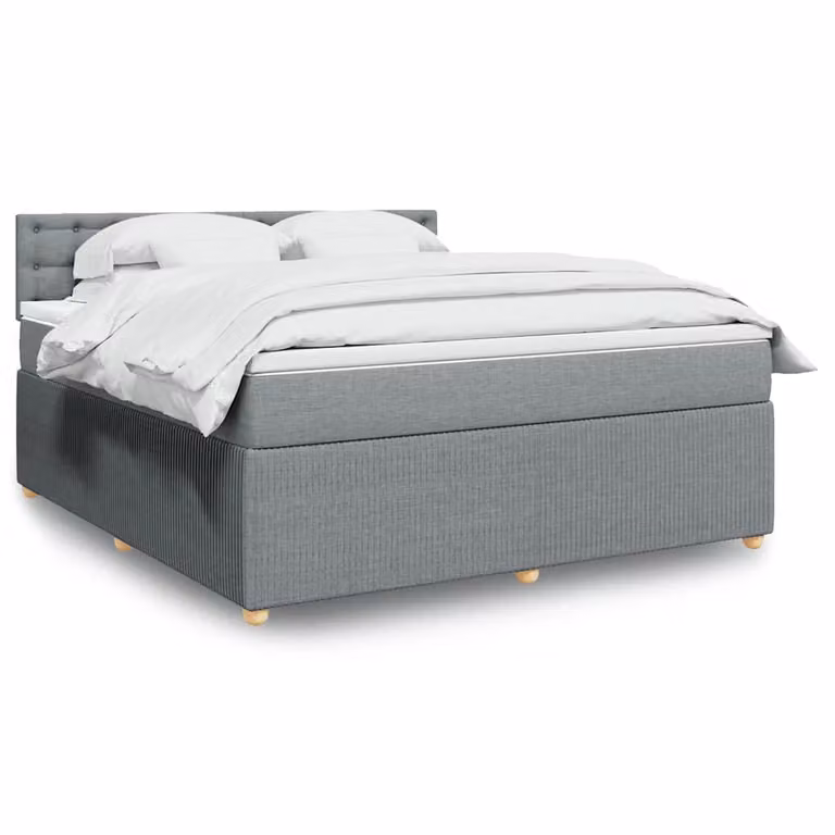 vidaXL Giroletto a Molle con Materasso Ibrido in Tessuto Grigio e Bianco, L/P: 180 x 200 cm