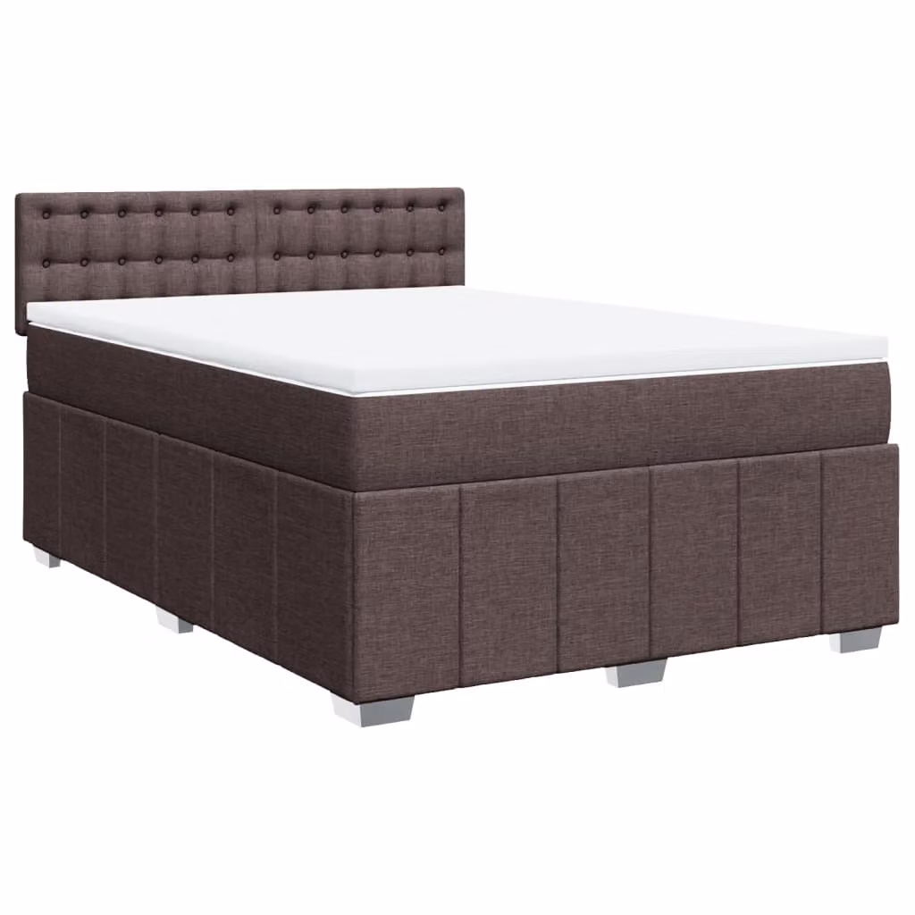 Giroletto a Molle con Materasso Marrone Scuro 140x200cm Tessuto