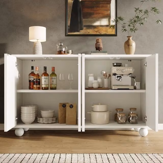 Armadio REDOM Bianco Moderno in MDF con Ante Soft Close e Ripiani Interni L: 120 cm, P: 35 cm, H: 71 cm
