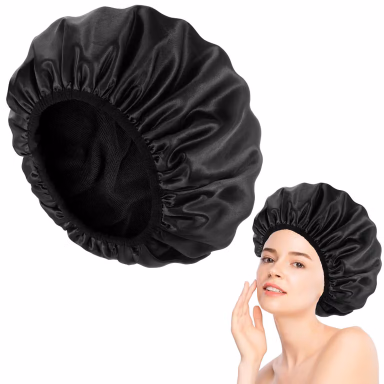 Copricapo impermeabile, grande, con fodera in microfibra, riutilizzabile, ideale per capelli lunghi