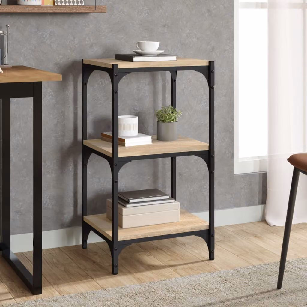 Libreria stile industriale vidaXL in legno e acciaio, colore rovere sonoma e marrone, L 40 cm x P 33 cm x H 70,5 cm