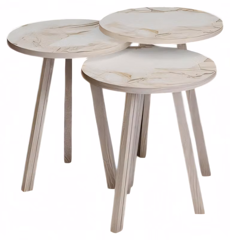 Elegantes Beiges Holz Couchtisch-Set im modernen Design