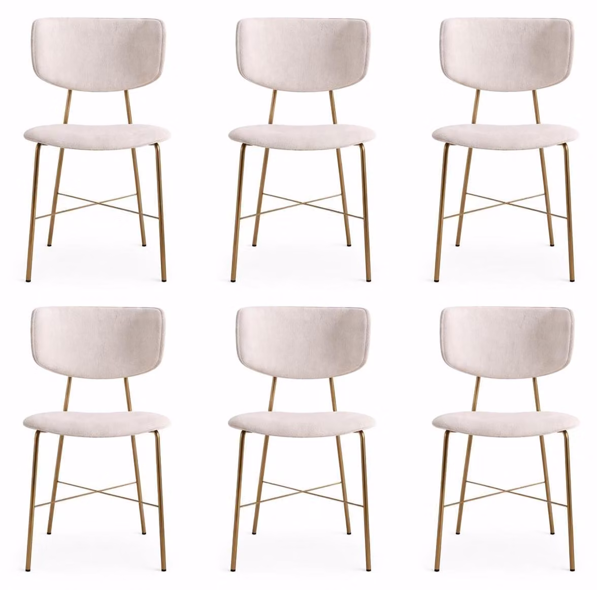Set di 6 sedie moderne con seduta imbottita e gambe dorate