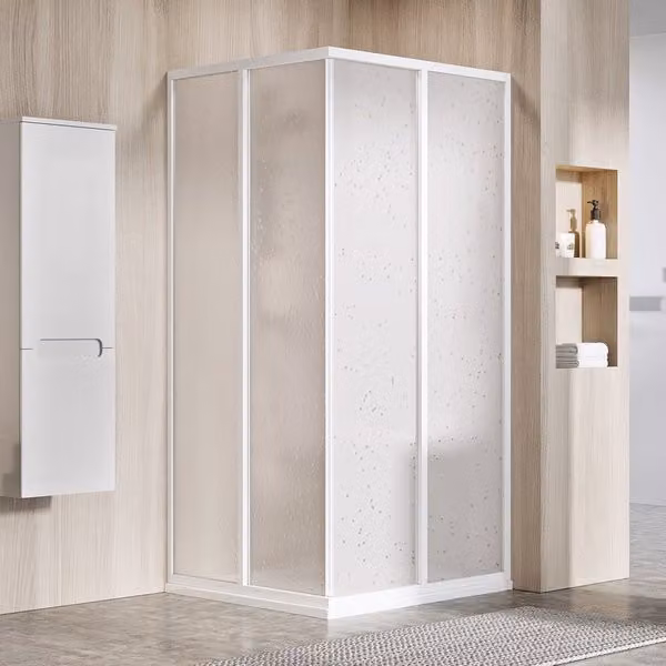Un lato della cabina doccia RAVAK SRV2-75 195 S bianco+perla 14V301O211