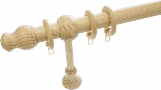 Set di tiranti per tende in legno - Asta in legno - 160 cm - Verde