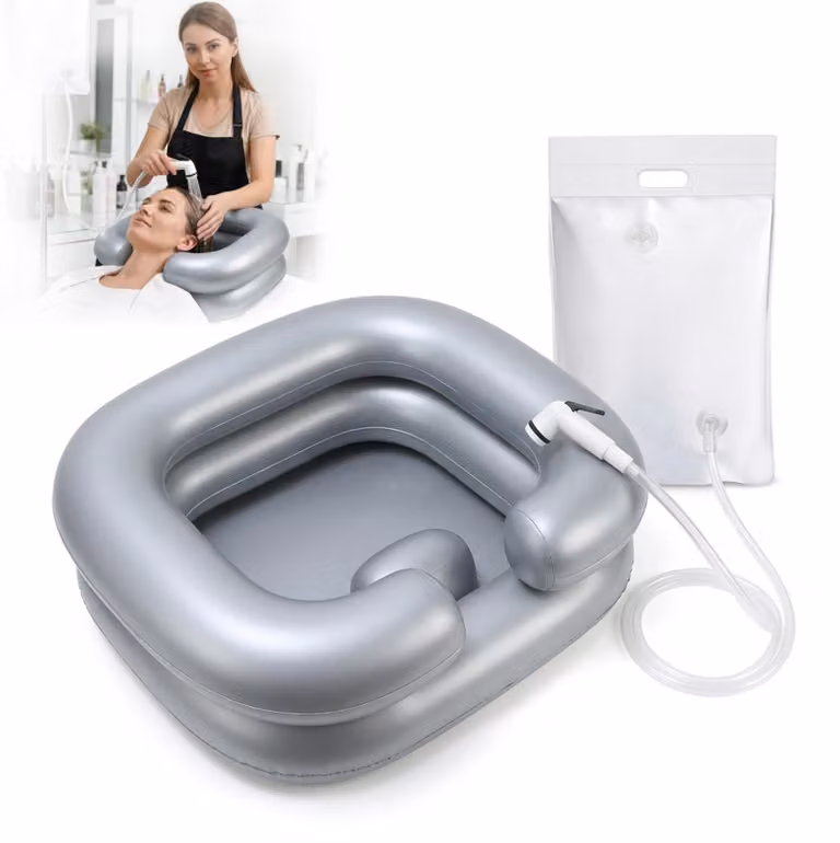 Solidchoice - Vasca gonfiabile per lavare i capelli da letto, con doccetta
