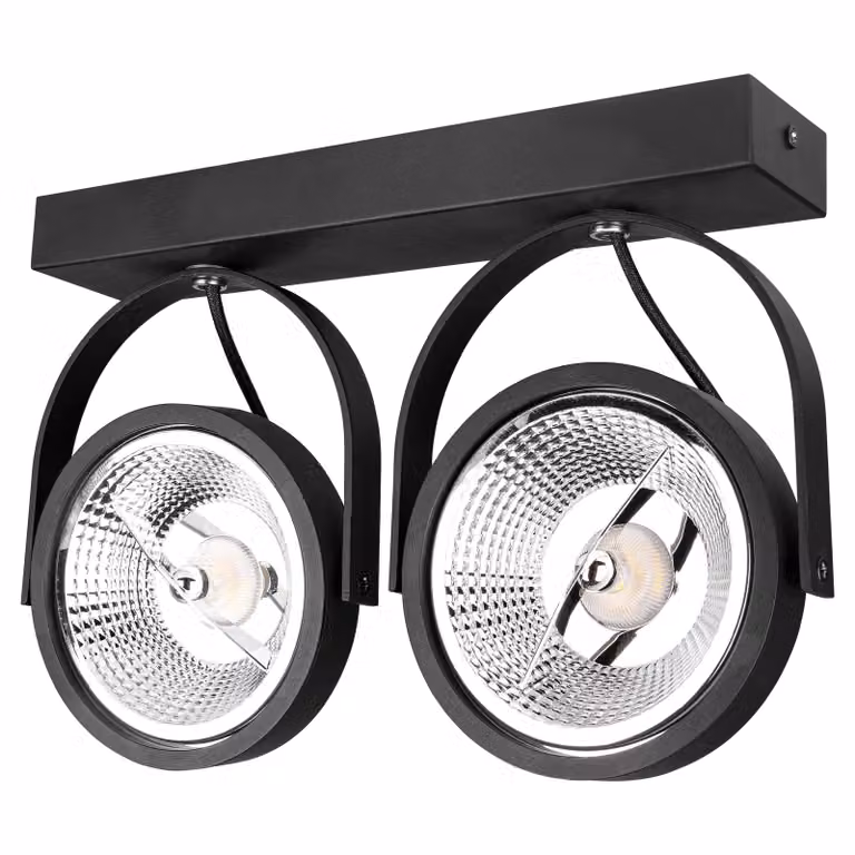 MasterLED AR111 Lampada da parete a LED a 2 luci nero opaco orientabile a 350° GU10 per interni IP20