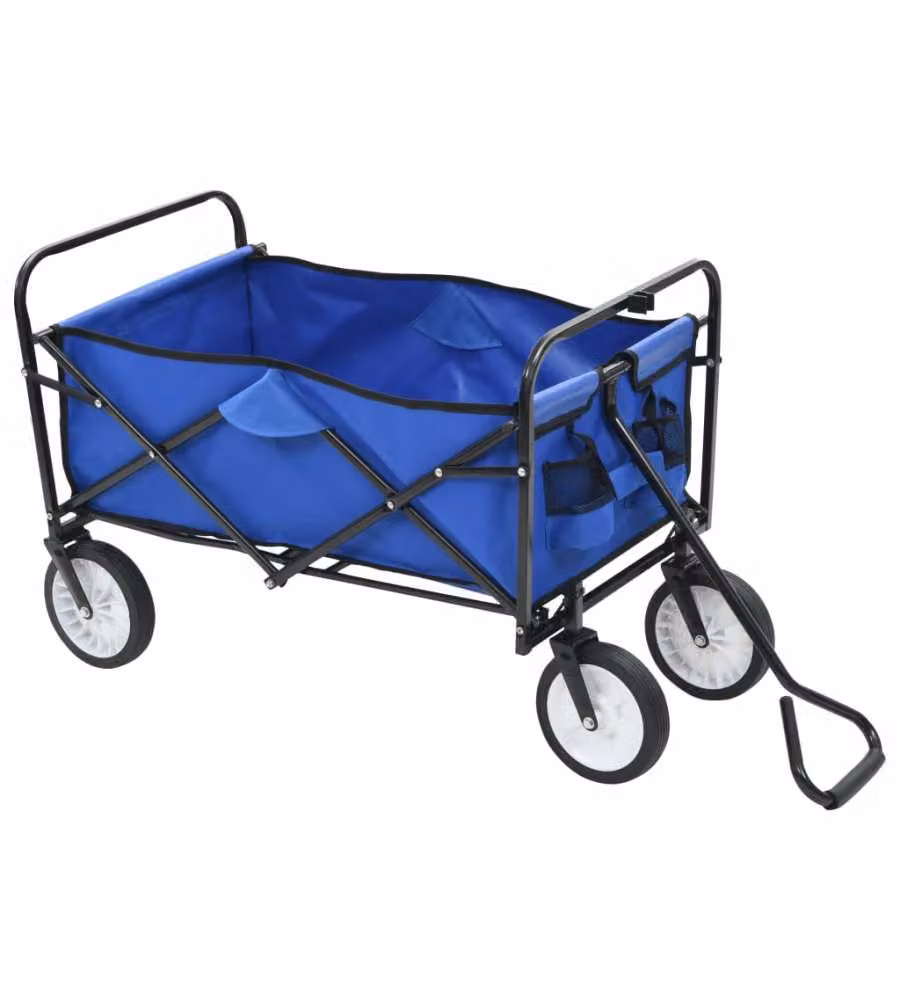 Carrello Pieghevole a Mano in Acciaio Blu