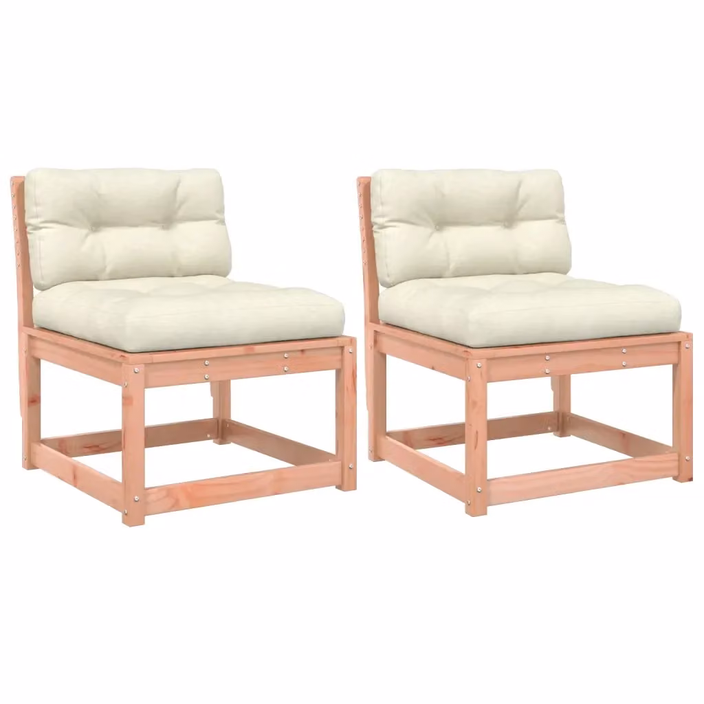 Set di 2 divani da giardino vidaXL in legno massello con cuscini beige e bianchi – 2