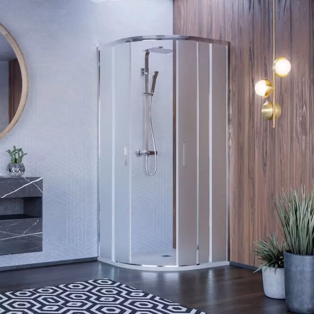 Box doccia semicircolare opaco tondo acidato h195 6mm icon, misura 90x90