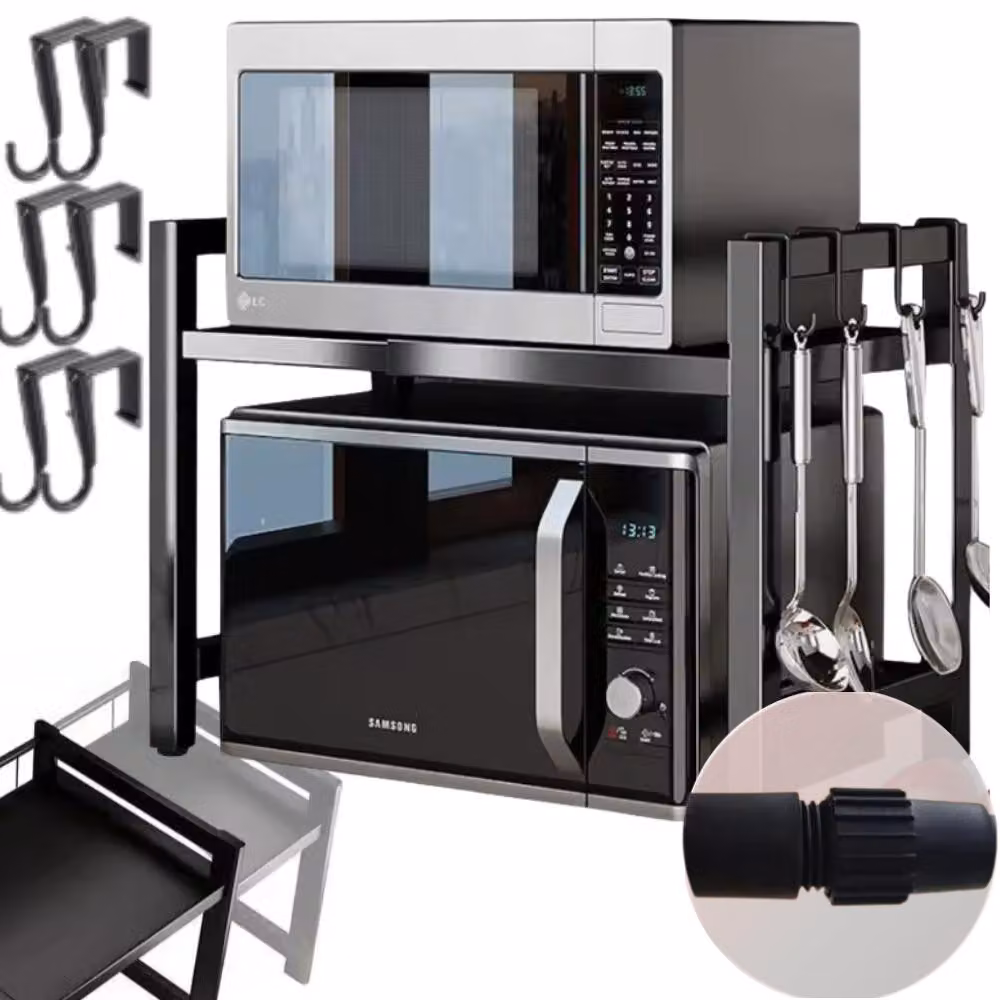 Supporto per microonde, ripiano estraibile, regolazione telescopica, organizzatore per soffitta