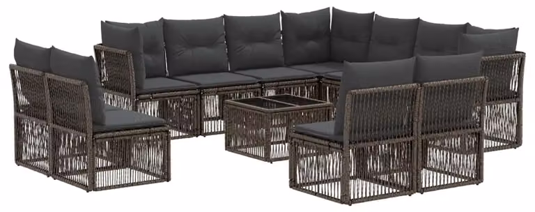 Set Divano da Giardino 12 pcs Grigio polyrattan