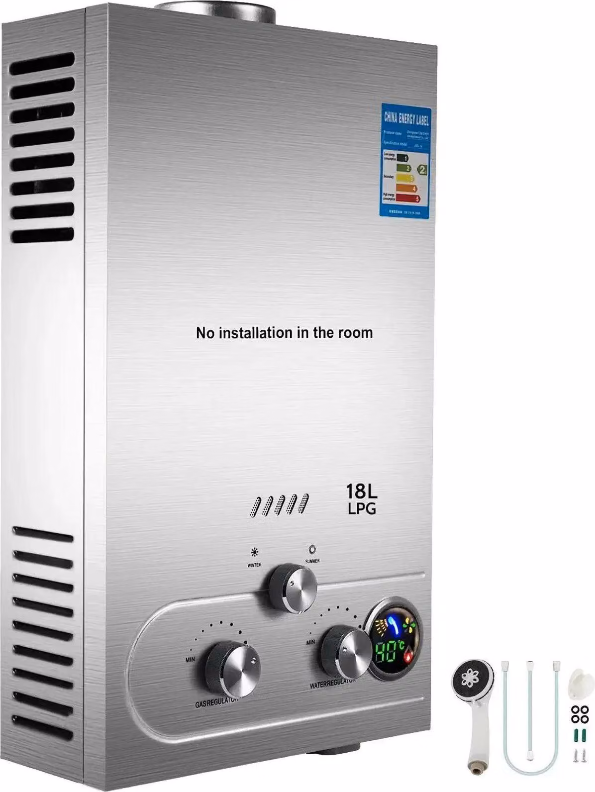 Scaldabagno, acciaio inox, elevata potenza di acqua calda, 18L 36KW