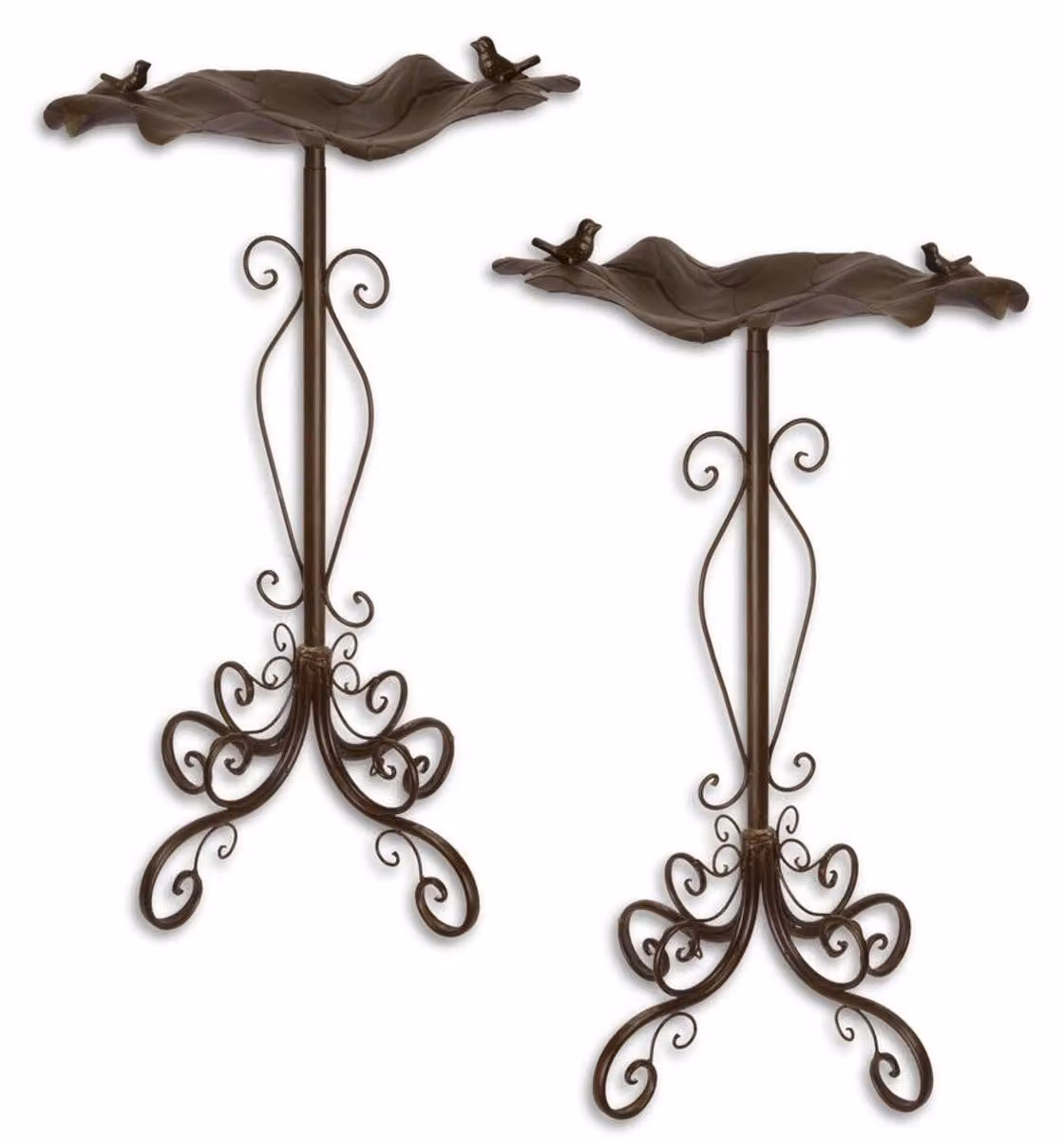 Casa Padrino set di 2 vaschette per uccelli in stile liberty marrone 48,8 x 47,2 x h. 84,1 cm - Garden Deco