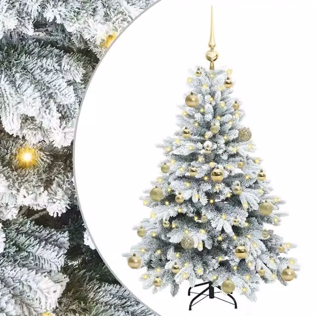 Albero di Natale artificiale bianco vidaXL con 150 LED luce bianca calda, Altezza: 120 cm, materiale PE e PVC