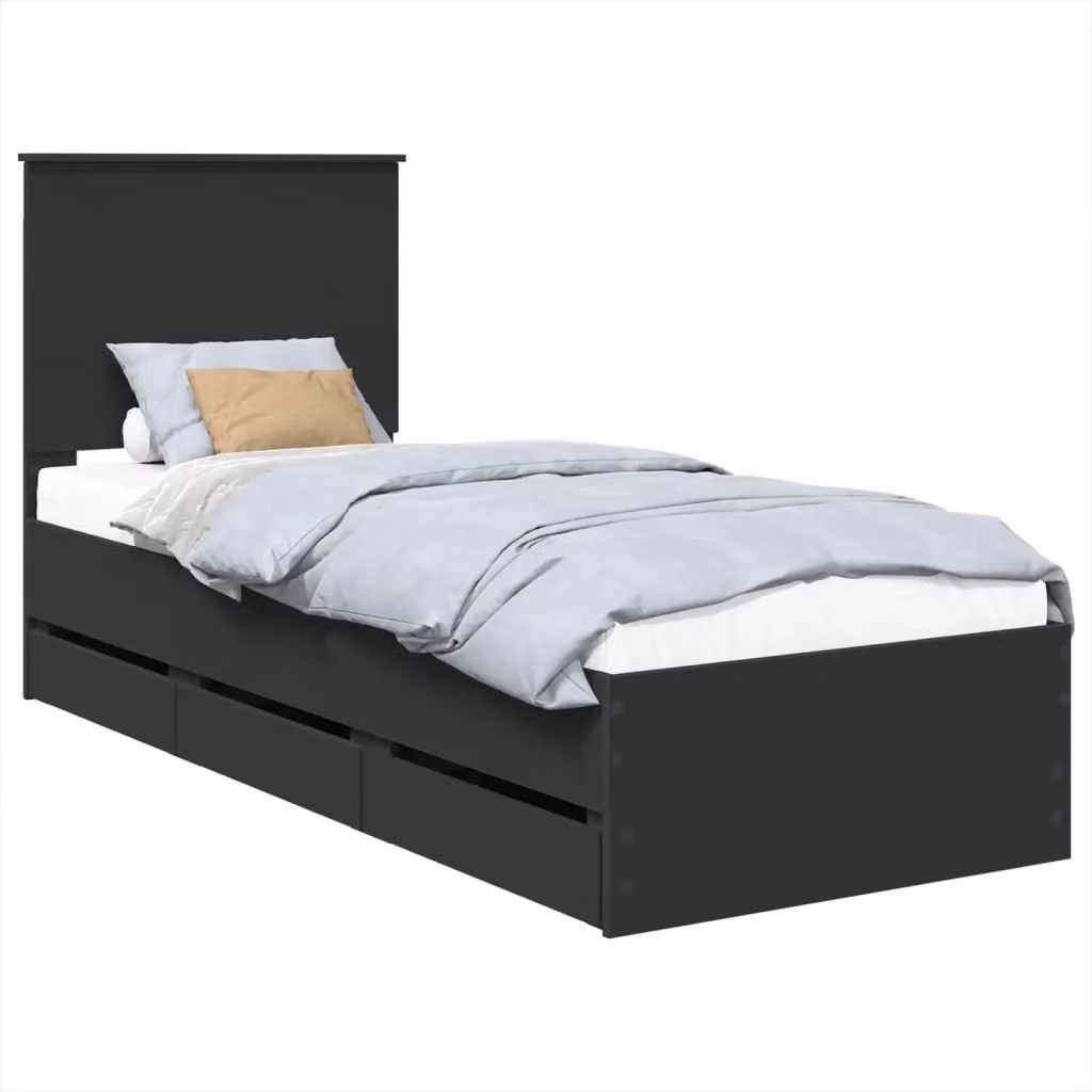 Struttura letto con cassetti vidaXL in legno ingegnerizzato nero L 190 x P 75 x H 100 cm – 2