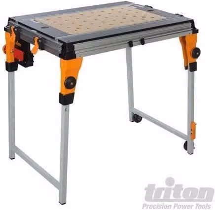 Banco da lavoro Triton TWX7 settima generazione pieghevole in metallo grigio con modulo di bloccaggio e accessori