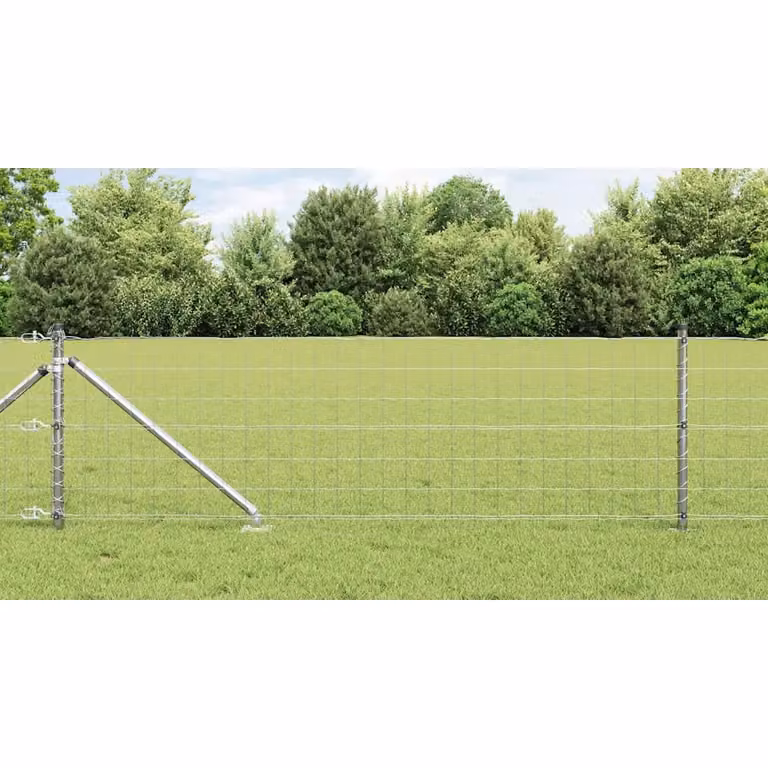 Recinzione Euro da esterno con punte vidaXL in acciaio zincato argento, L: 10 m, H: 0,6 m