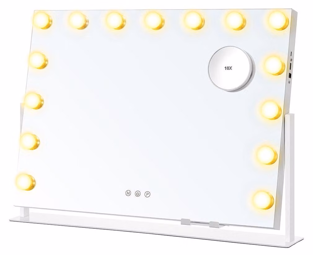 Set di specchi da trucco bianchi con illuminazione a LED – 10 x 62,5 x 45,8 cm