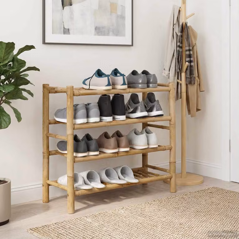 Scarpiera moderna vidaXL in bambù naturale, colore beige/marrone, L: 68 cm, P: 28 cm, H: 63 cm