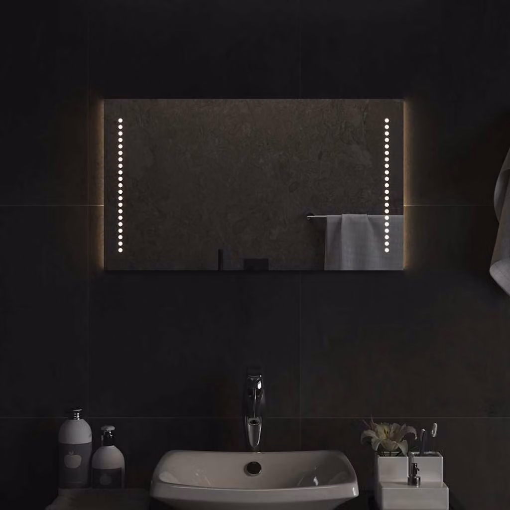 vidaXL Specchio da Bagno Rettangolare con Luci LED e Montaggio a Parete L: 70 cm, H: 40 cm