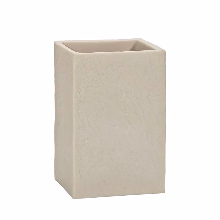 Portaspazzolini VESTIAMO CASA in ceramica con effetto materico beige H 10,6 cm x L 6,9 cm x P 5,8 cm