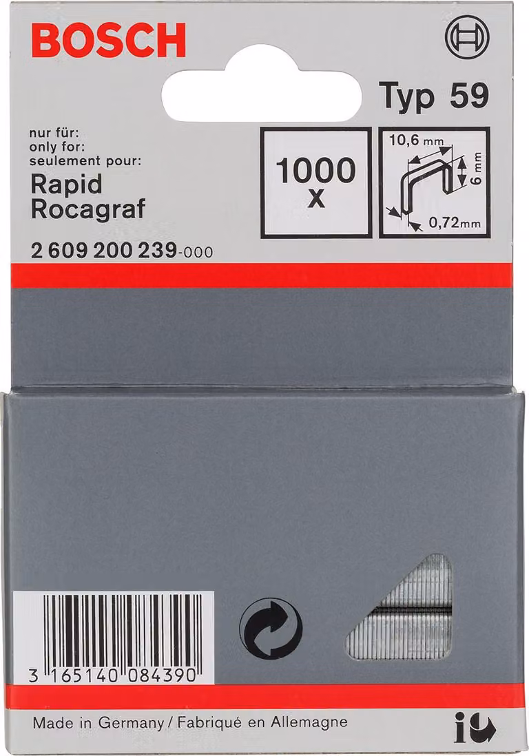 Bosch 1000 punti metallici tacker 6/10,6 Tipo59