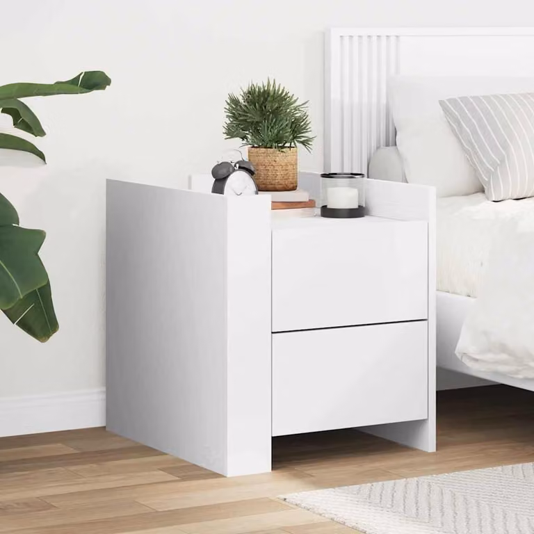 Comodino moderno sospeso vidaXL in MDF bianco opaco L 45 x P 50 x H 50 cm