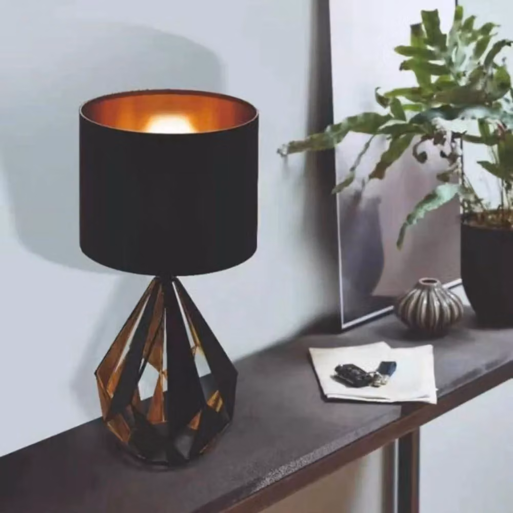 Lampada da tavolo vintage Trade Shop con paralume rotondo in nero e rame, H 51 cm, L 25 cm – 2