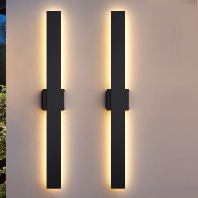 Lampada da parete esterna, set da 2, 80 cm, dimmerabile, grado di protezione IP65, temperatura di colore 3000–5000K, colore nero