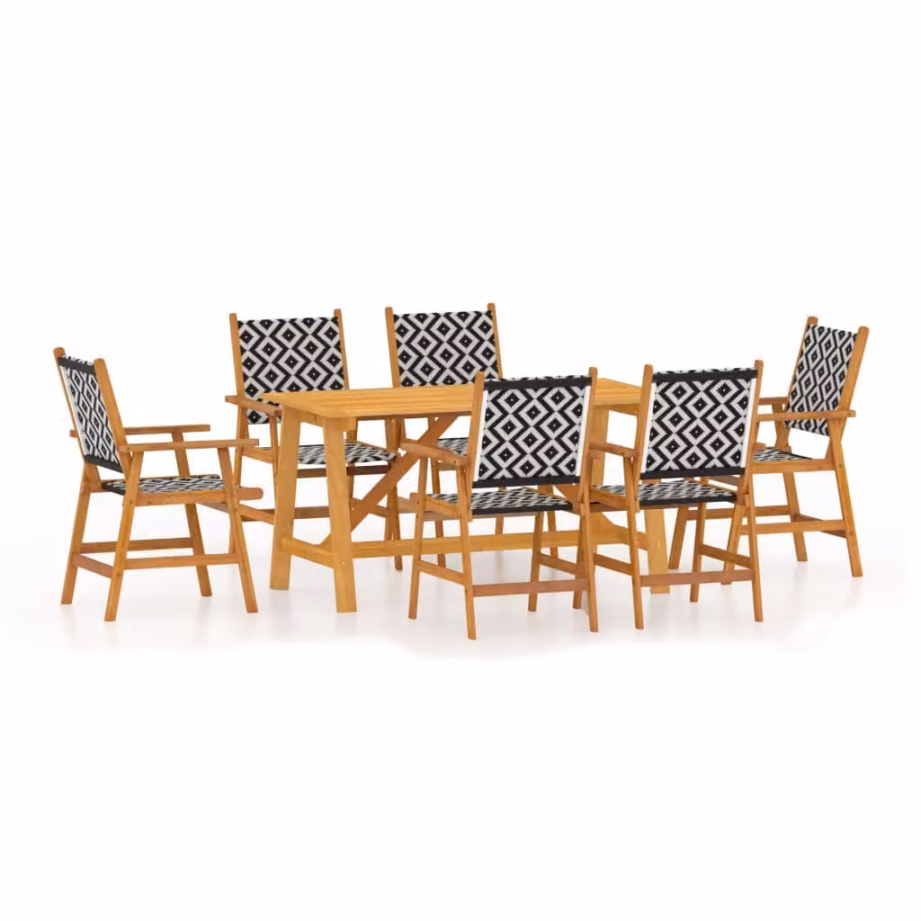 Set Mobili da Pranzo per Giardino 7 pz Legno Massello di Acacia