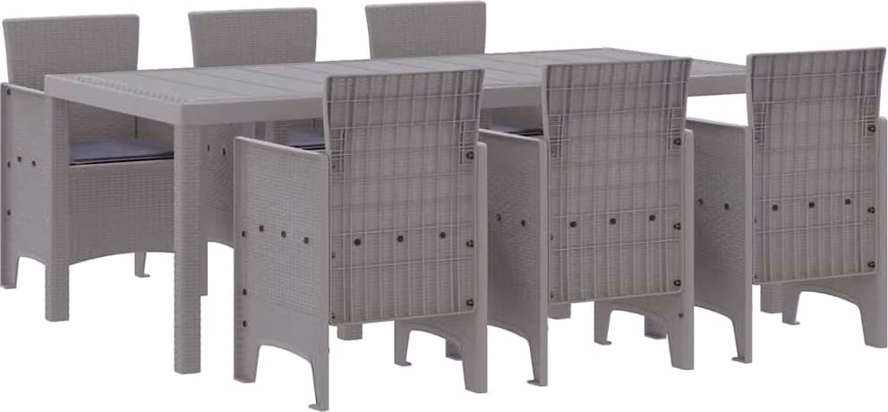 Set da Pranzo per Giardino 7 pcs Grigio chiaro Polipropilene