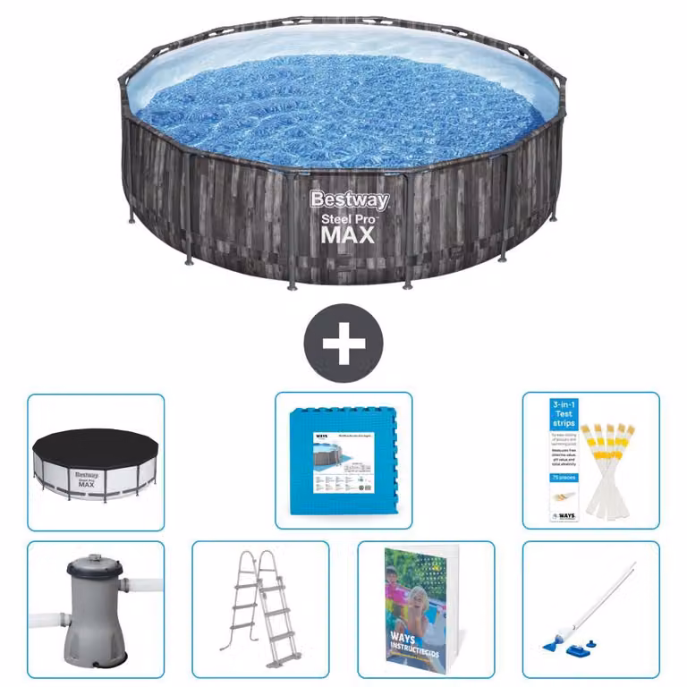 Piscina gonfiabile Bestway Steel Pro MAX, rotonda, 427x107 cm, composta da 6 parti, modello S531