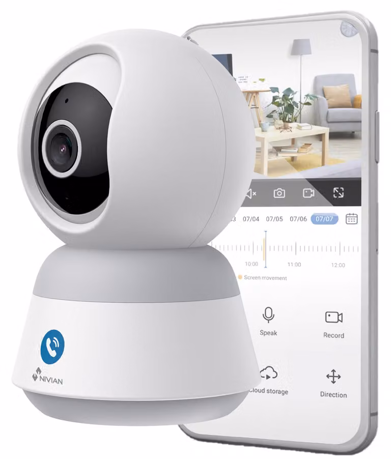 Telecamera di sicurezza per interni, con angolo di visione a 360 gradi, connessione Wi-Fi, risoluzione 4 MP, Super HD, con rilevamento umano