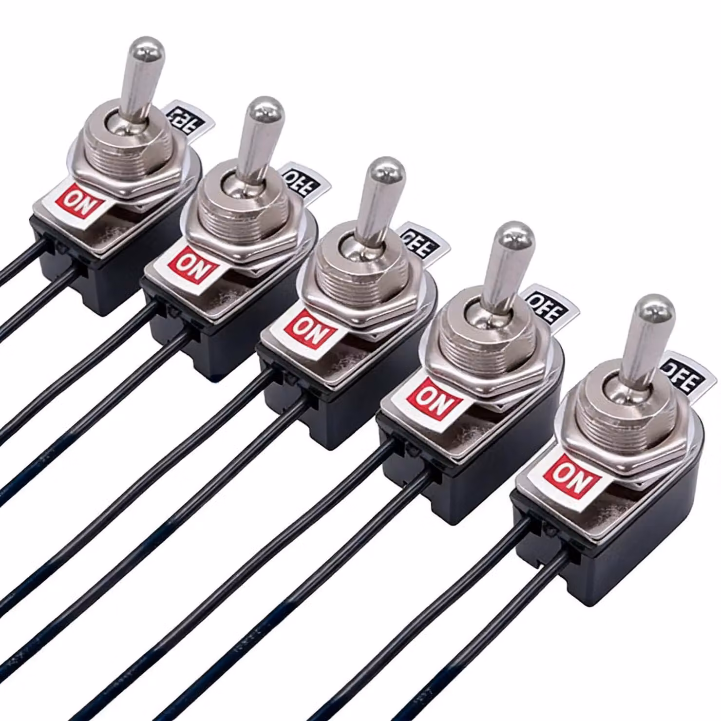 Set di 5 micro-interruttori, SPST, con leva in metallo, 3A/250V, 12V DC