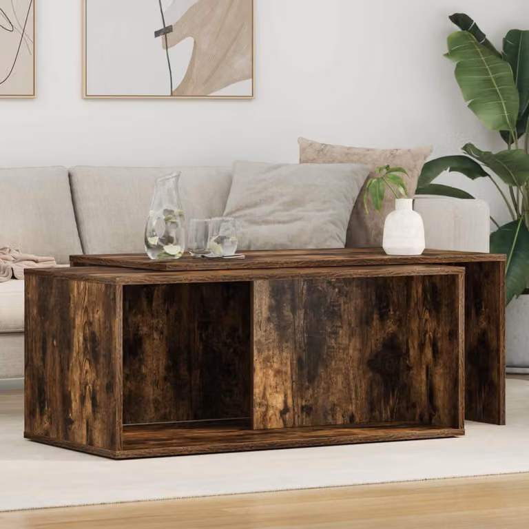 Maison Exclusive - Set di 2 tavolini da caffè in legno di quercia affumicata, dimensioni 90 x 48 x 40 cm