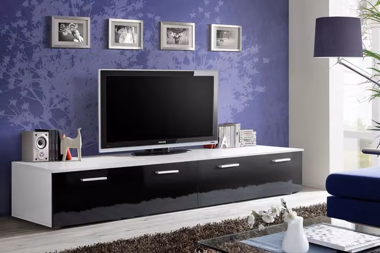 Tavolino per TV DAN - bianco / nero